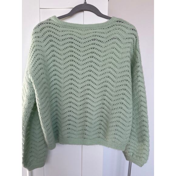 MARINE LAYER ALPACA WOOL Blend Ruby Pointelle Knit Sweater Size M, Like New - Picture 2 of 8